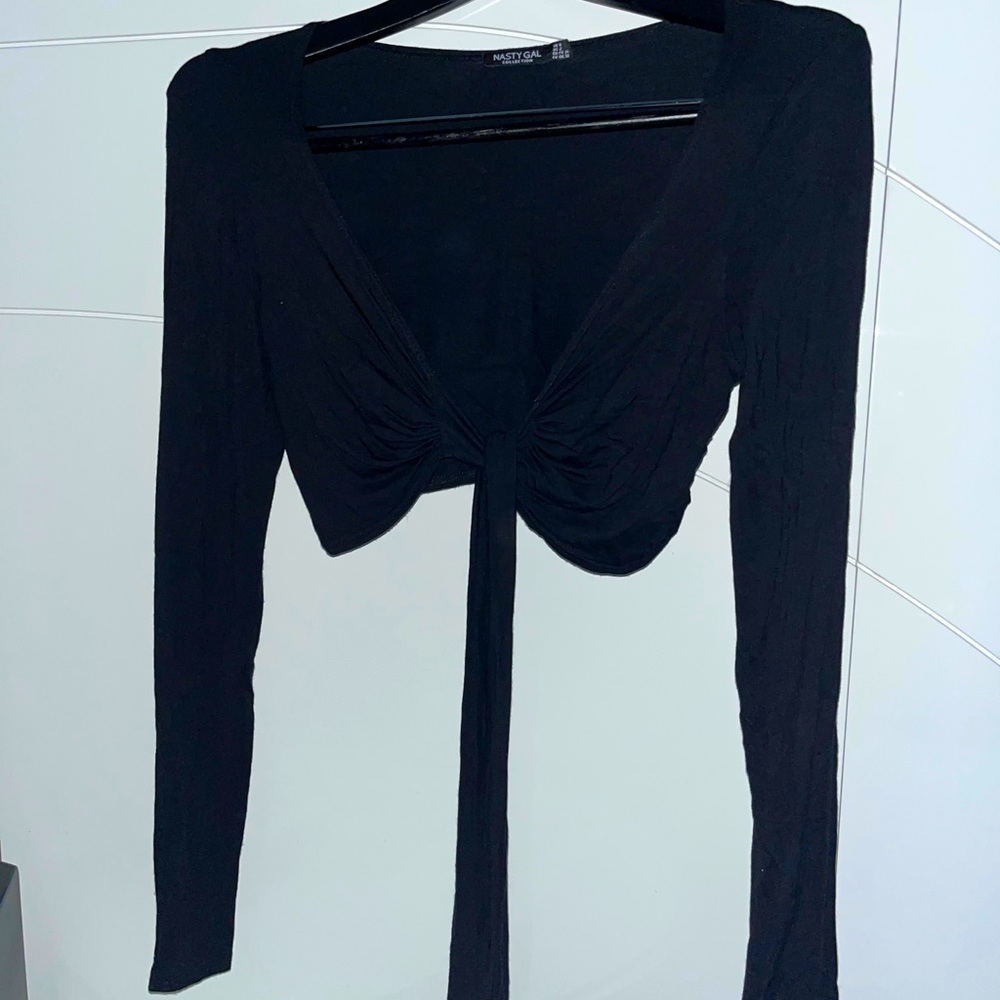 Nasty Gal: Black Long Sleeve Crop Top, Size 2, In Great Condition